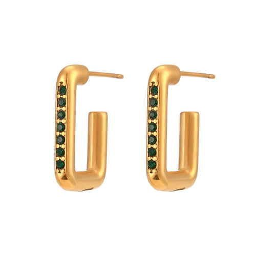 Gold Plated Green Zircon Earrings (Anti Tarnish)