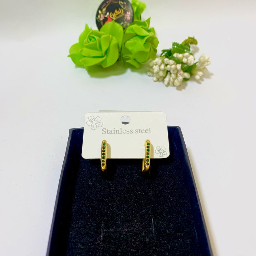 Gold Plated Green Zircon Earrings (Anti Tarnish)