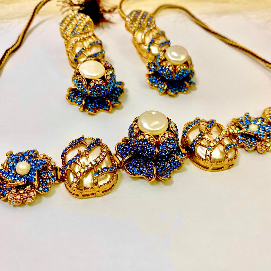 Canatolian Grace Choker Turkish Set Blue