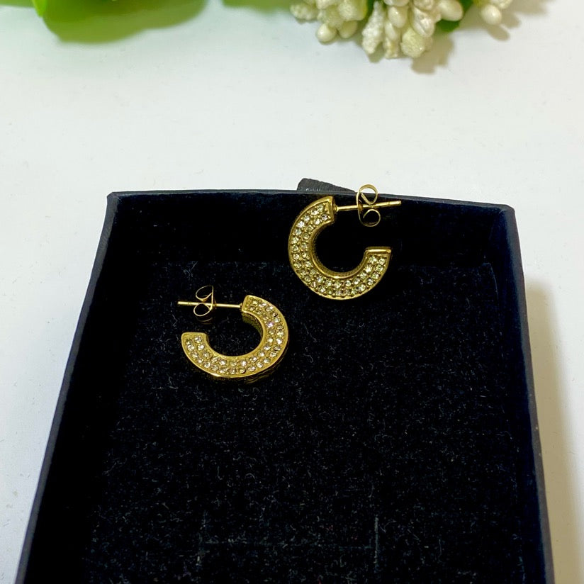 Gold Plated Zircon Earrings (Anti Tarnish)