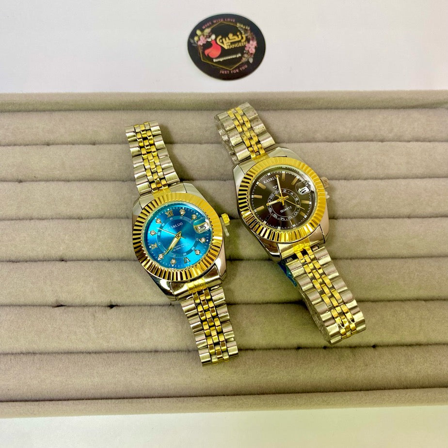 Circle Dial Watch with Date