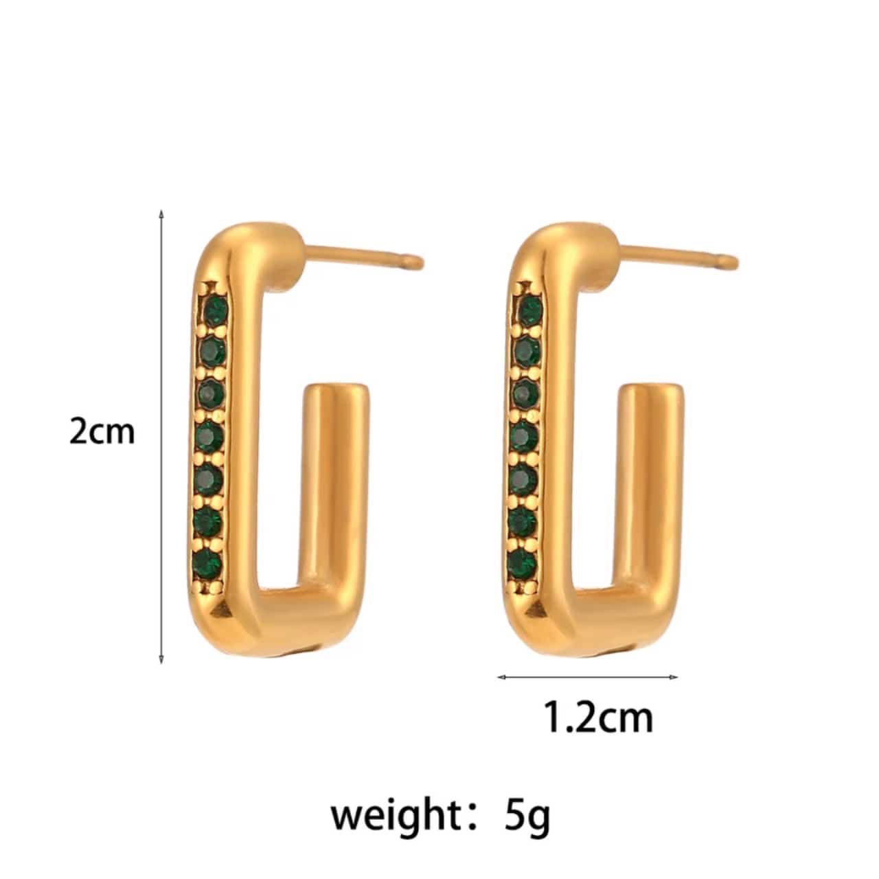 Gold Plated Green Zircon Earrings (Anti Tarnish)