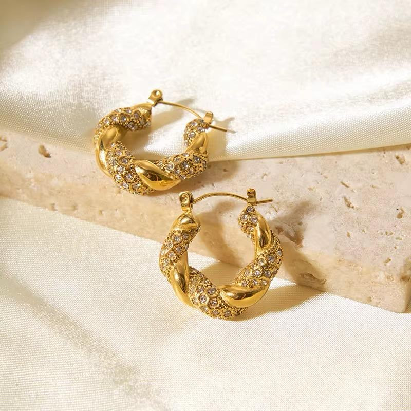 Twisted Zircon 18k Earrings
