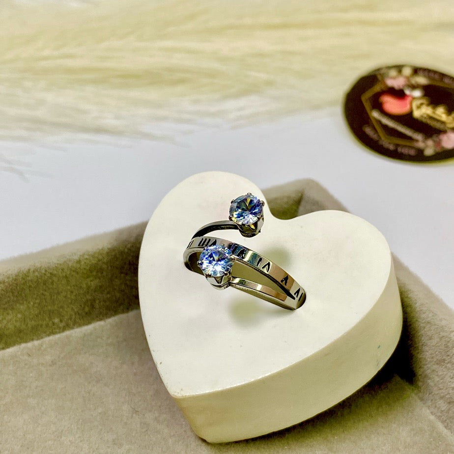 Dual Diamond Numerical Ring (Silver)