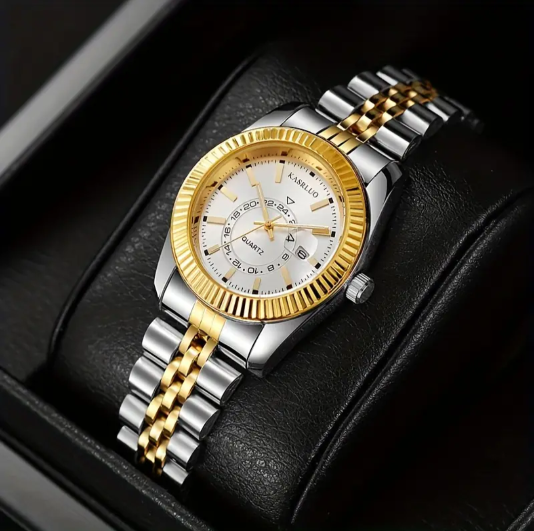 Circle Dial Watch with Date