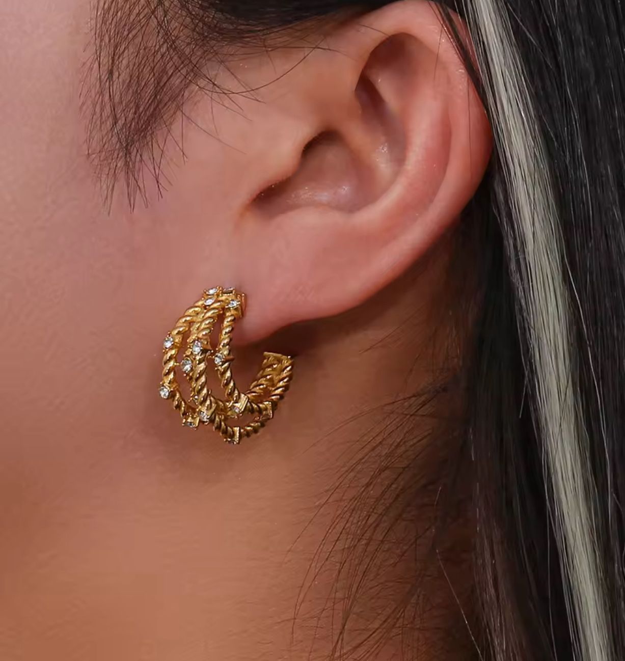 Gold Zircon Earrings