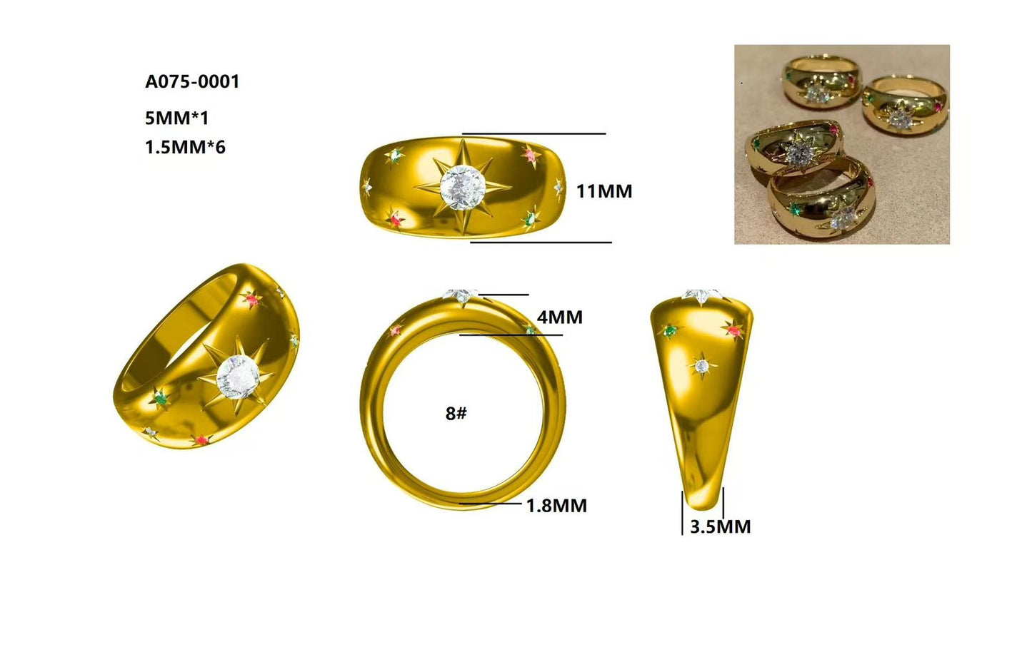 Bulky Arabic Multi Ring