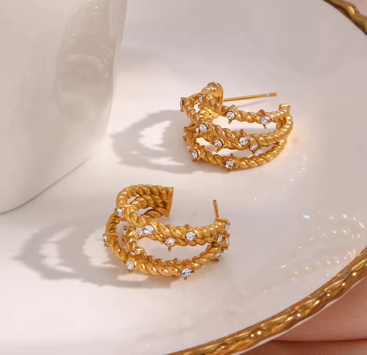 Gold Zircon Earrings