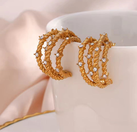 Gold Zircon Earrings