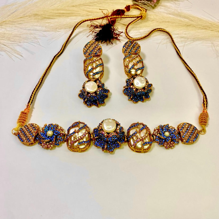 Canatolian Grace Choker Turkish Set Blue