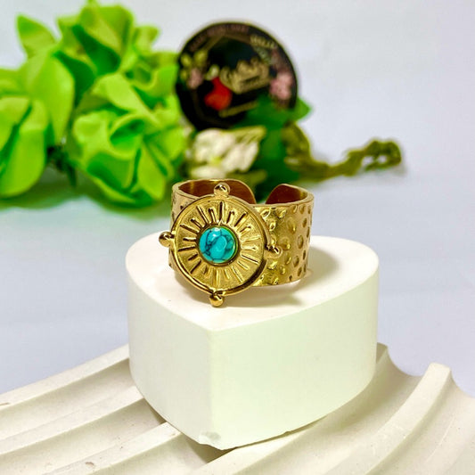 Circle Blue Stone Ring
