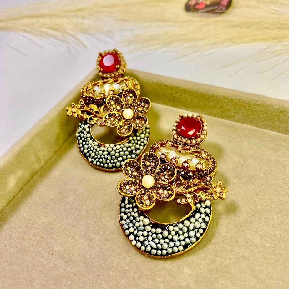 Ottoman Charm Turkish Pearl Choker Red