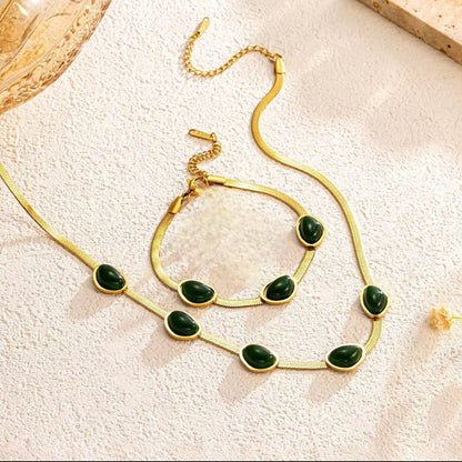 Black Big Square Chain Set (Anti Tarnish)