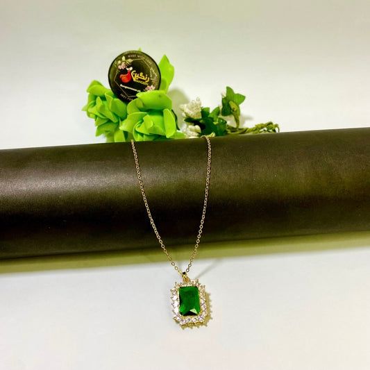 Green Zircon Pendant (Anti Tarnish)