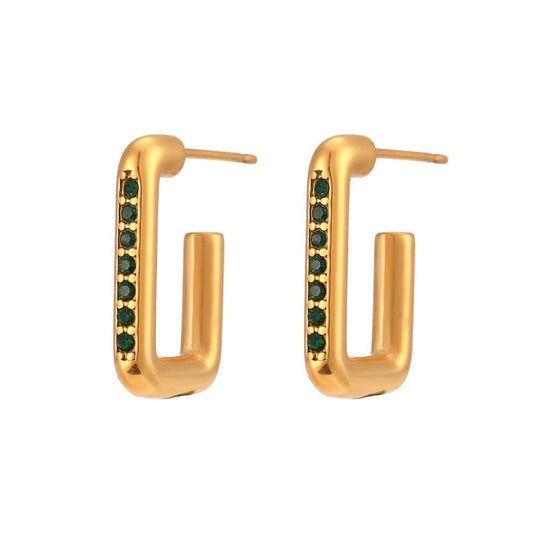 Gold Plated Green Zircon Earrings (Anti Tarnish)