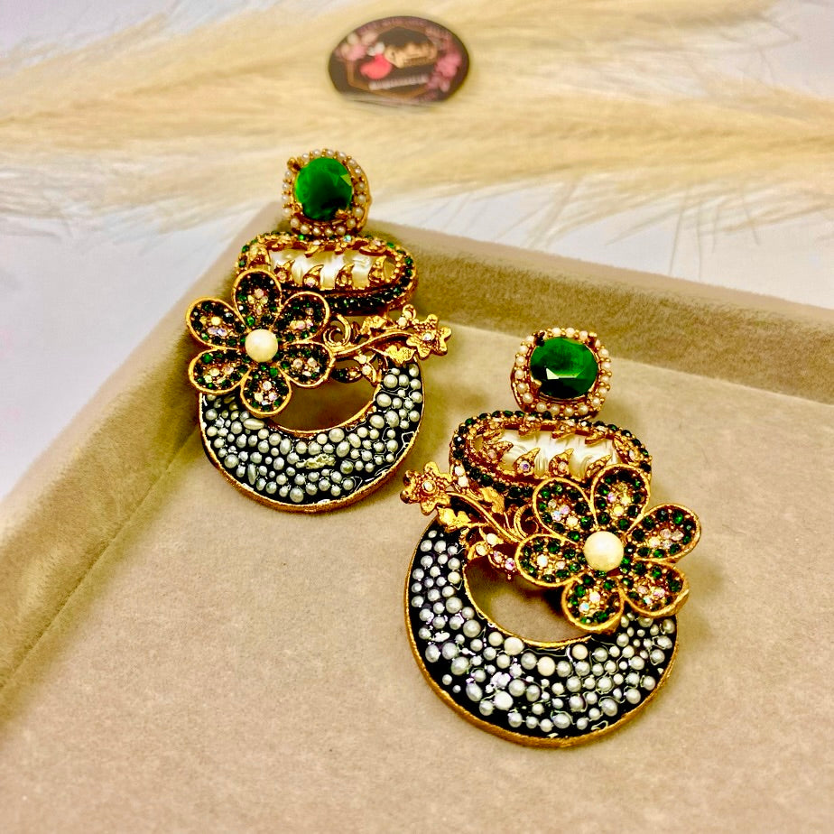 Ottoman Charm Turkish Pearl Choker Green