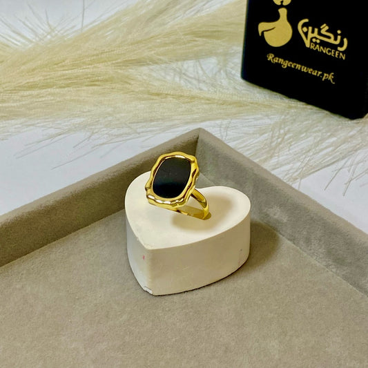 Black Zig Ring (Adjustable)