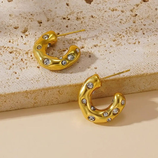 New Gold Plated Chunky Hoop Earrings (Anti Tarnish)