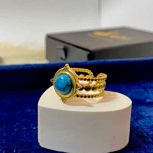 Circle Blue Stone Ring