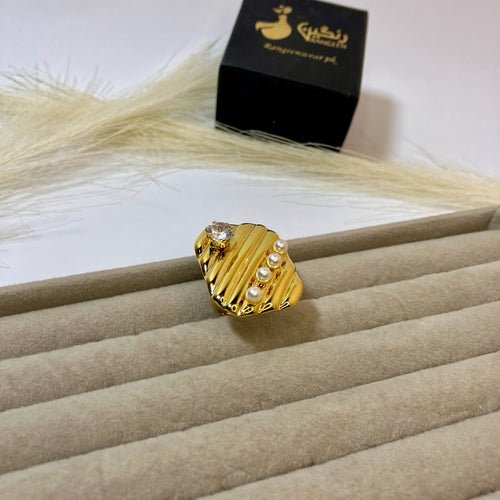 Diamond Pearl Chunky Ring