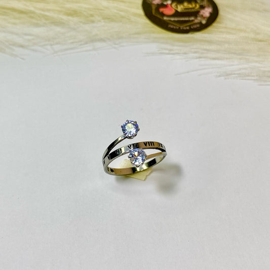 Dual Diamond Numerical Ring (Silver)