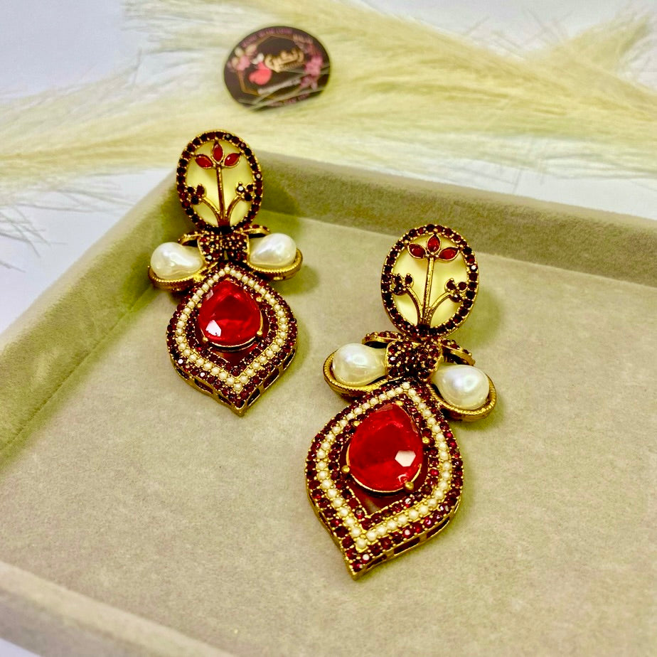 Monlight Mirage Turkish Pearl Necklace Red