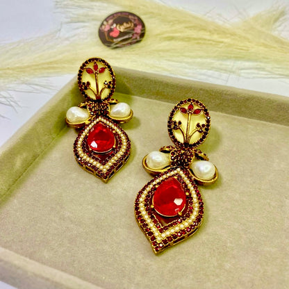 Monlight Mirage Turkish Pearl Necklace Red