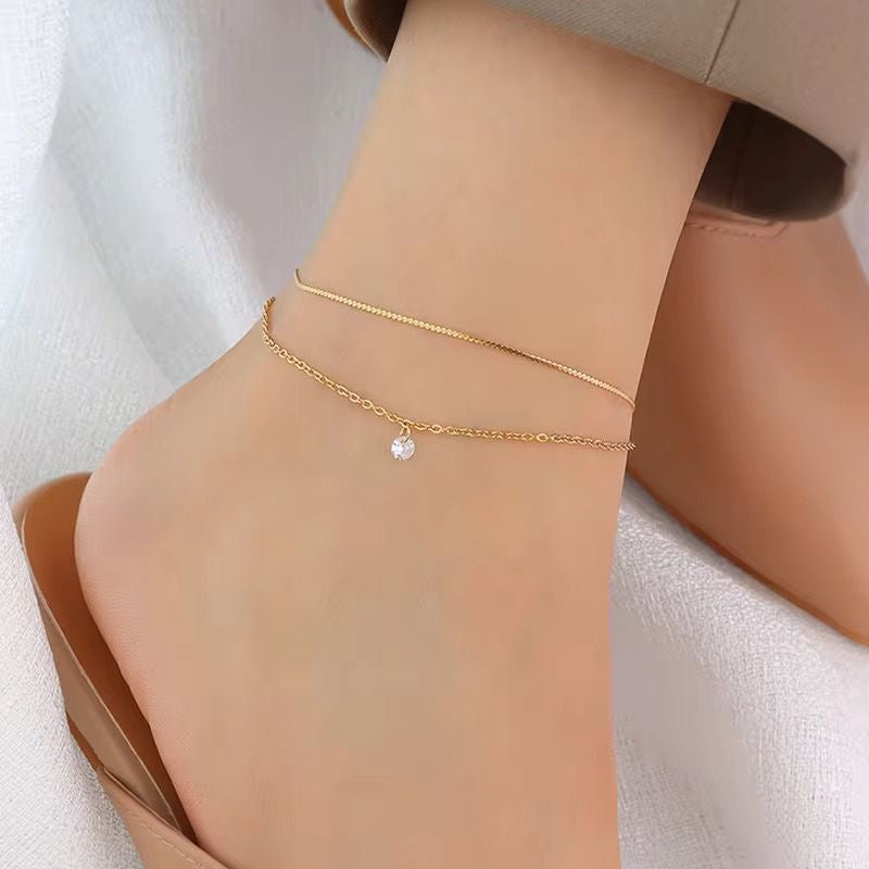 Double layer diamond Anklet