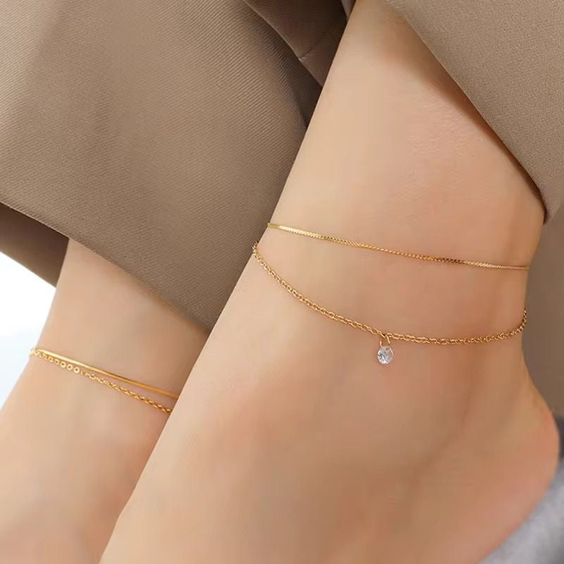 Double layer diamond Anklet