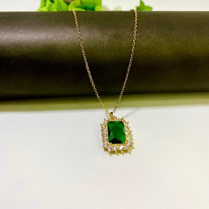 Green Zircon Pendant (Anti Tarnish)