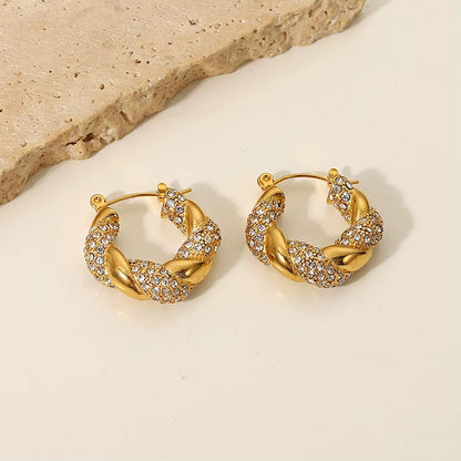 Twisted Zircon 18k Earrings