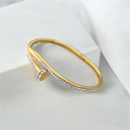 Cartier Nail Zircon Handcuff (Golden) (Anti Tarnish)