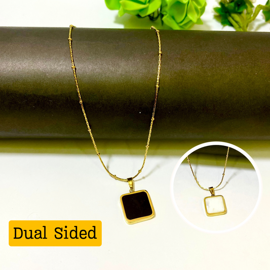 Dual Sided White & Black Pendant (Anti Tarnish)