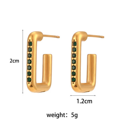 Gold Plated Green Zircon Earrings (Anti Tarnish)