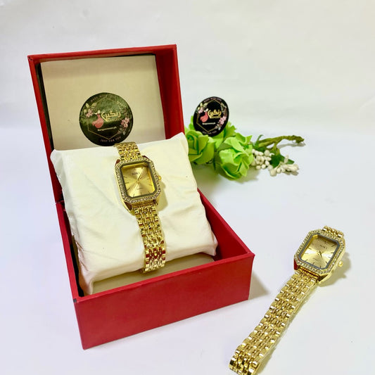 Retro Zircon Watch (Gold)