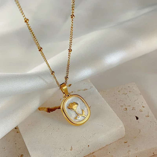 Rose Pendant White (Anti Tarnish)