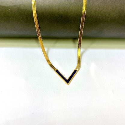 Snake V Necklace Black (Anti Tarnish)
