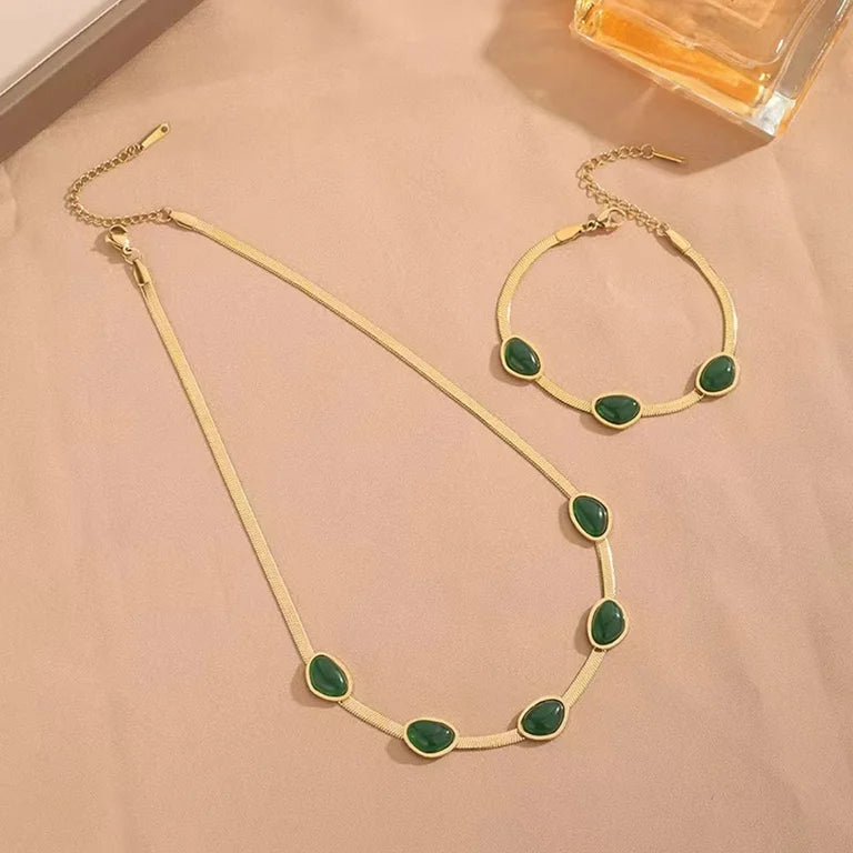 Black Big Square Chain Set (Anti Tarnish)