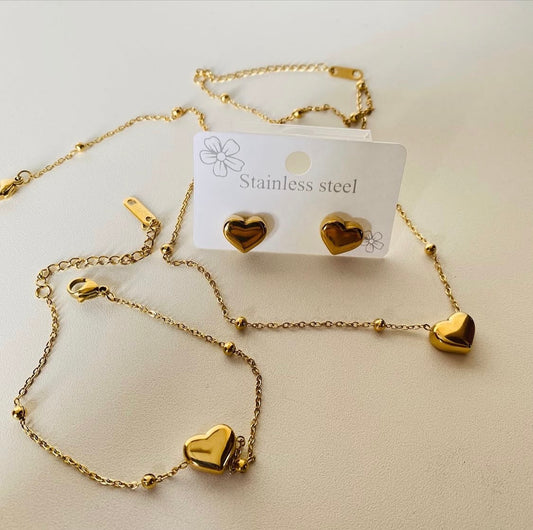Mini Heart Set With Earrings