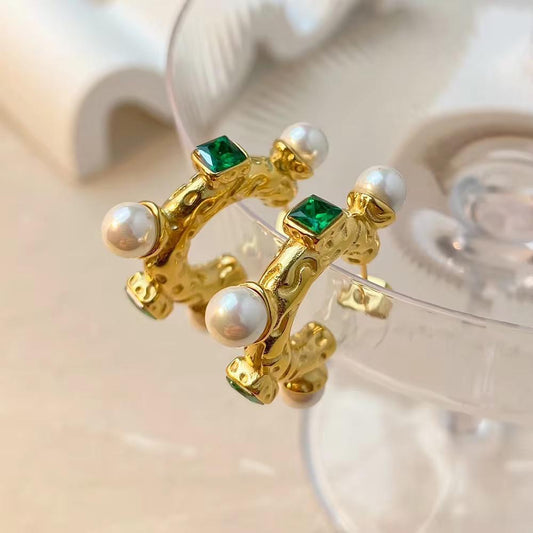Pearl Green Earrings