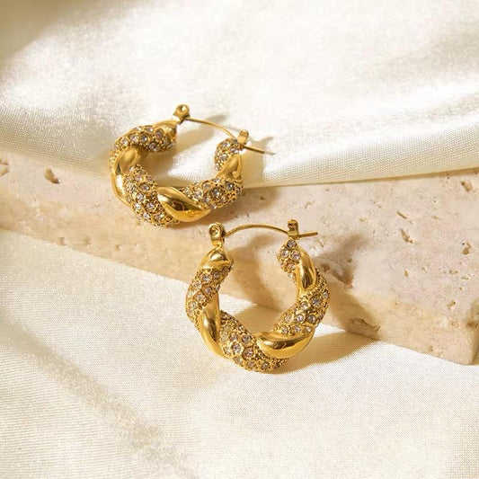 Twisted Zircon 18k Earrings