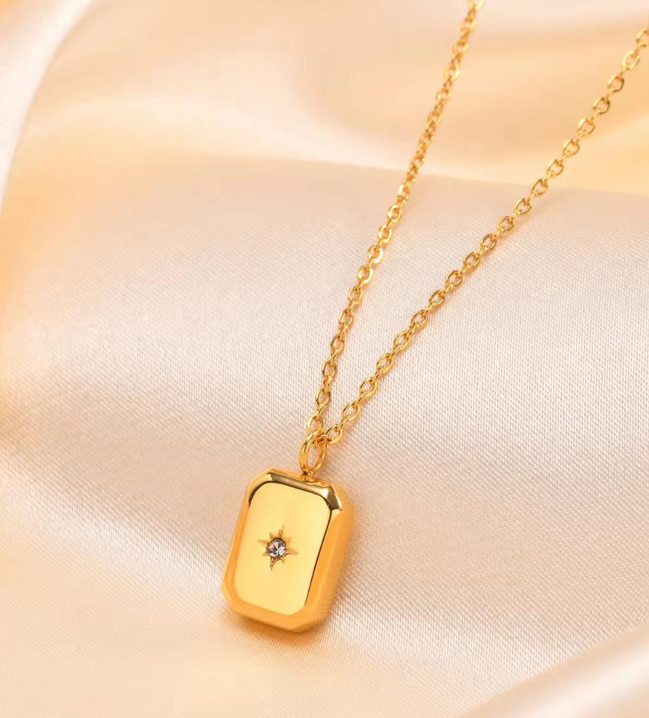 Gold Bar Stone Necklace