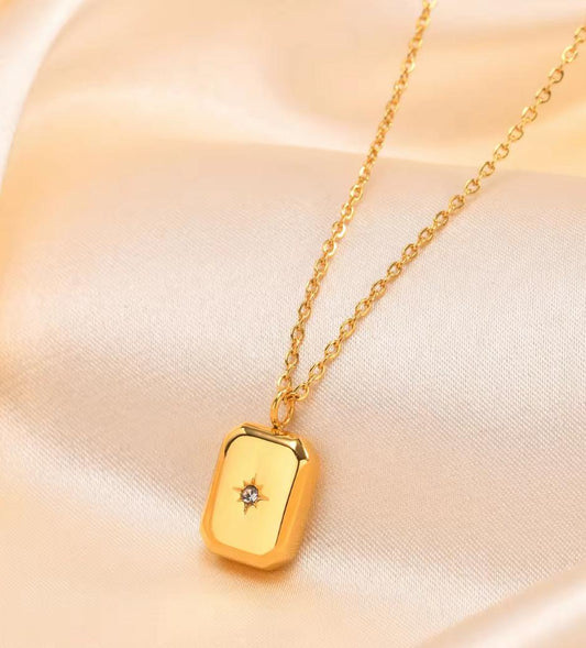 Gold Bar Stone Necklace