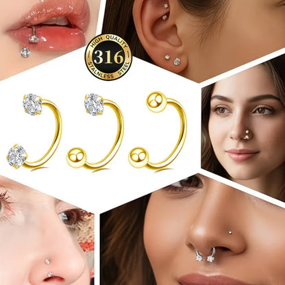 Nosering Set (3 Pcs Silver)