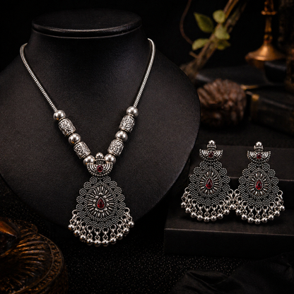 Tear Drop Oxidized Jewelry Set