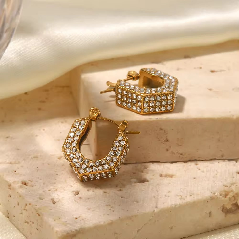 Hexagon Diamond Earrings
