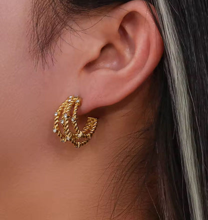 Gold Zircon Earrings