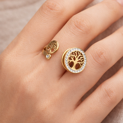Dual-head Tree of Life Ring