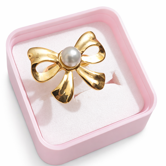Bow Pearl Ring (Adjustable)