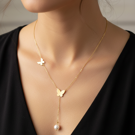 Butterfly Pearl Necklace